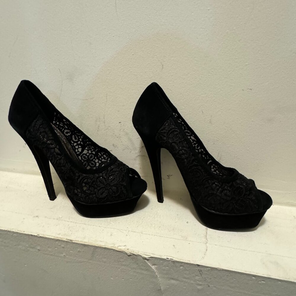 Jeffrey Campbell Black Lace Platform Pumps | Size 6